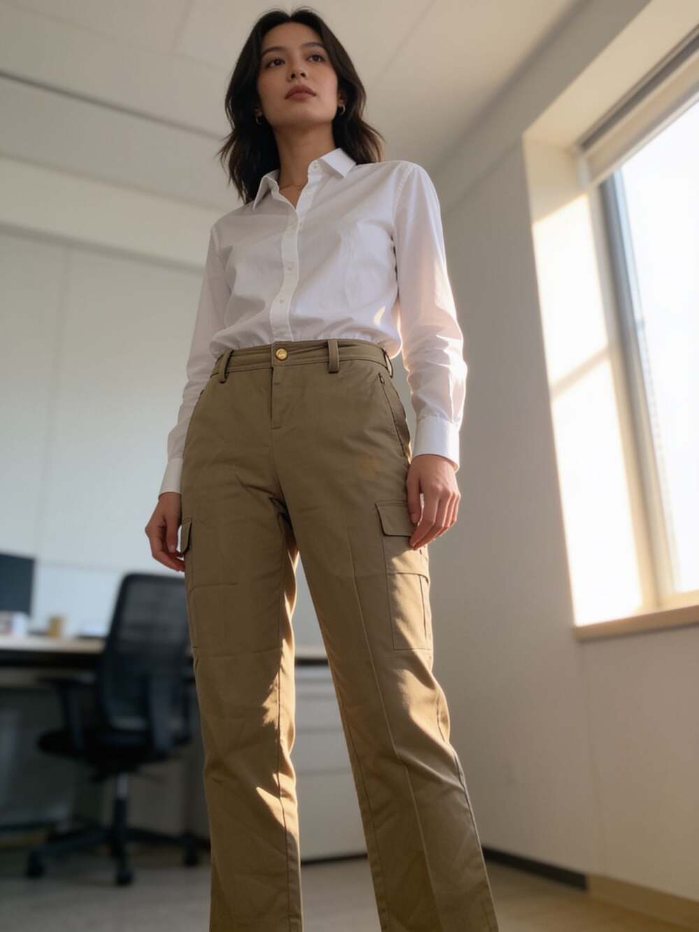 Lauren Ralph Lauren Petite Cotton Sateen Cargo Pants Khaki